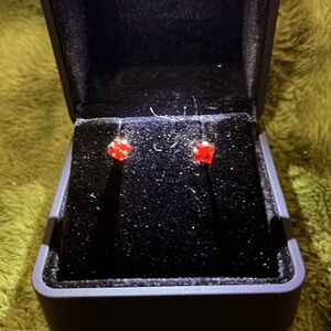 Ruby earrings with vermeil gold prongs